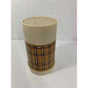 Aladdin Best Buy thermos brown tan red plaid pint 16oz wide mouth plastic